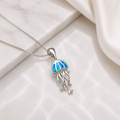 Silver Tone Jellyfish Necklace With Blue Accents