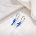 925 Sterling Silver Luminous Blue Whale Shark Earrings Ocean Marine Jewellery