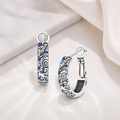 925 Sterling Silver Ocean Creature Pattern Hoop Earrings
