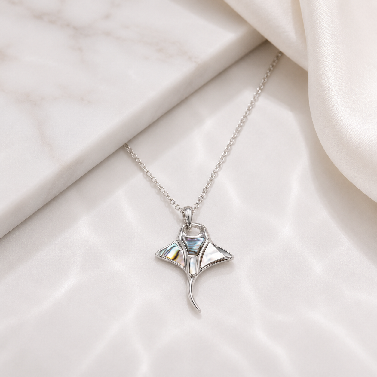 Manta Ray Silver Tone Necklace